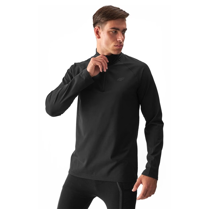 Férfi sport póló 4F M076, fekete, poliészter és elasztán, regular szabás, 4FWarm technológia, 2XL INTL