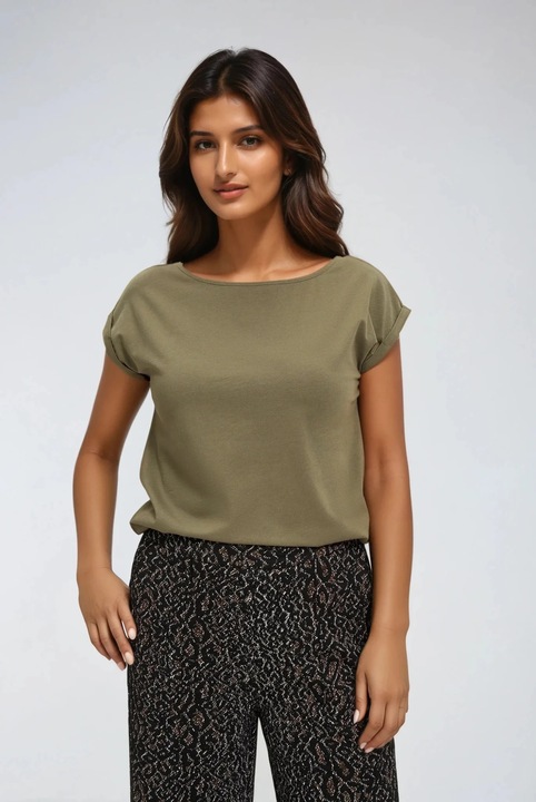 Tricou din bumbac verde olive L