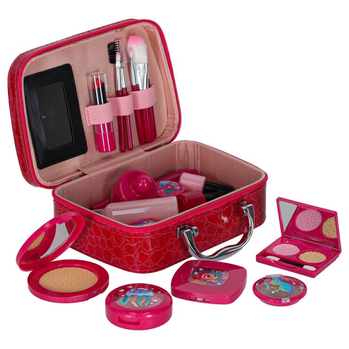 Set machiaj pentru copii din 22 piese cu trusa completa si oglinda