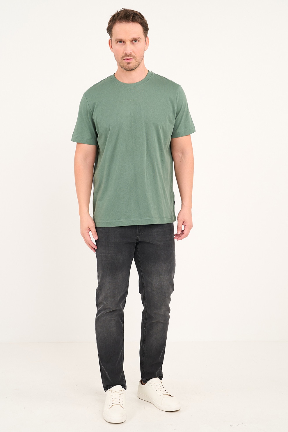 KVL by KENVELO, Blugi slim fit cu aspect decolorat, Gri antracit, W40-L32