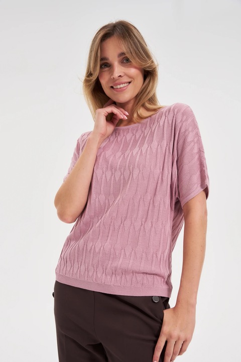 Pulover roz cu maneci scurte, Roz deschis