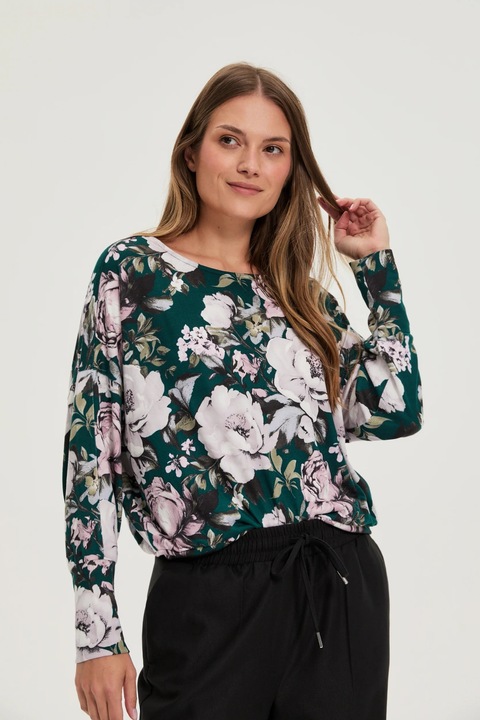 Pulover verde cu flori, Verde inchis