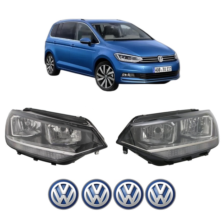 Set Faruri Stanga Dreapta Fata Volkswagen TOURAN (5T1) din 2015-2022, Auto, DEPO, 4x Stickere auto cu Volkswagen