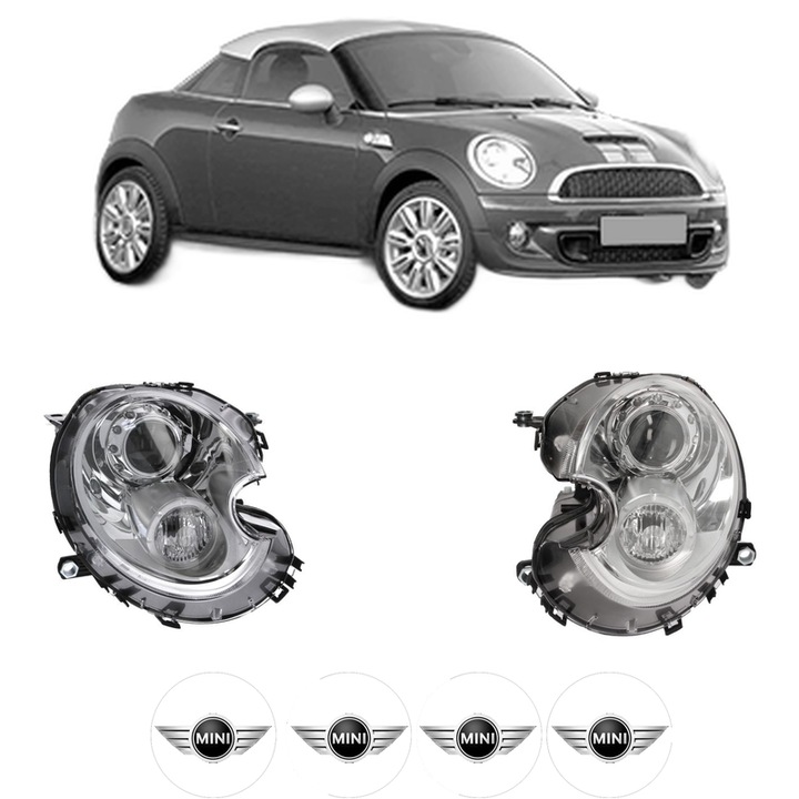 Set Faruri Stanga Dreapta Fata MINI MINI Coupe (R58) din 2010-2015, Auto, TYC, 4x Stickere auto cu MINI