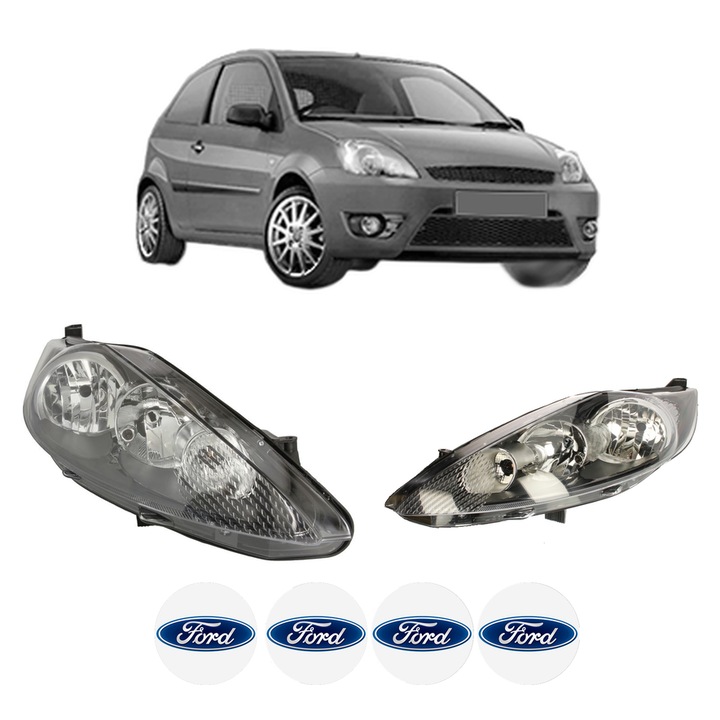 Set Faruri Stanga Dreapta Fata FORD FIESTA V Van din 2002-2010, Auto, TYC, 4x Stickere auto cu FORD