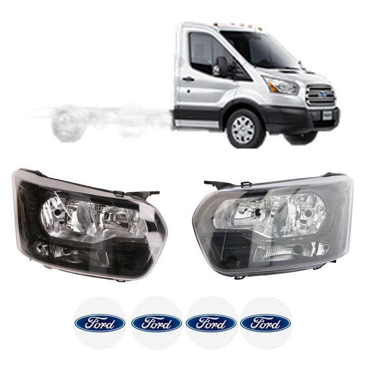 Set Faruri Stanga Dreapta Fata FORD TRANSIT V363 Platform/Chassis (FED, FFD) din 2013-2024, Auto, TYC, 4x Stickere auto cu FORD