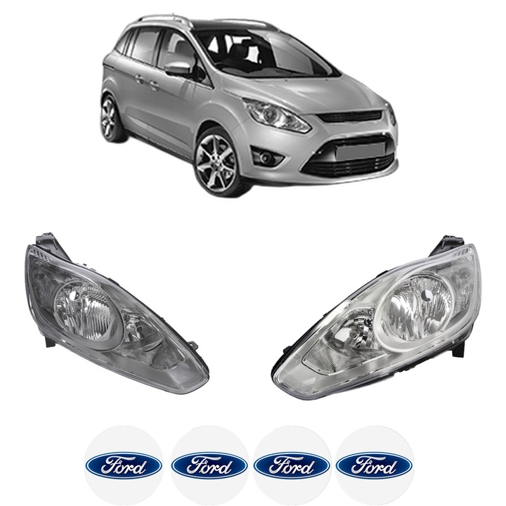Set Faruri Stanga Dreapta Fata FORD C-MAX II (DXA/CB7, DXA/CEU) din 2010-2019, Auto, DEPO, 4x Stickere auto cu FORD