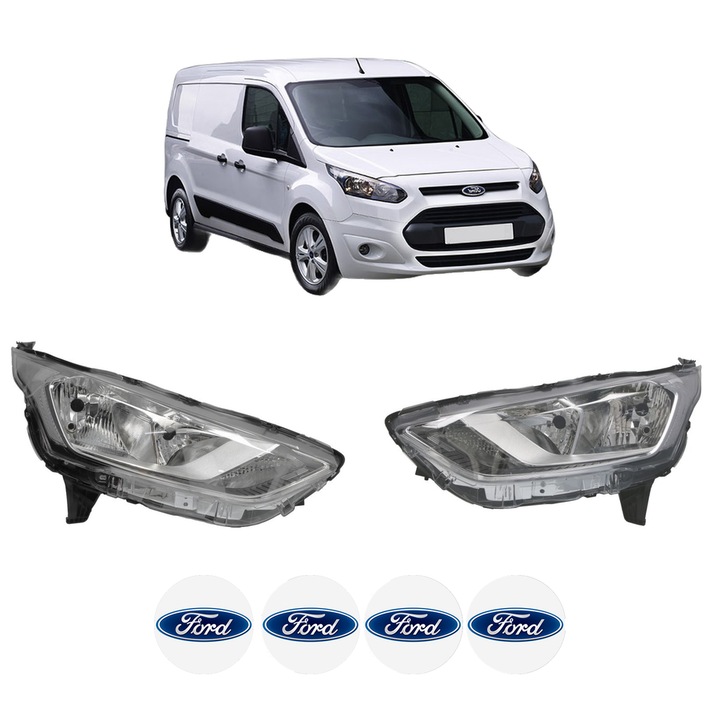 Set Faruri Stanga Dreapta Fata FORD TRANSIT CONNECT V408 Box Body/MPV din 2013-2021, Auto, TYC, 4x Stickere auto cu FORD