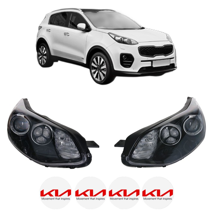 Set Faruri Stanga Dreapta Fata KIA SPORTAGE IV VAN (QL, QLE) din 2018-2019, Auto, TYC, 4x Stickere auto cu KIA