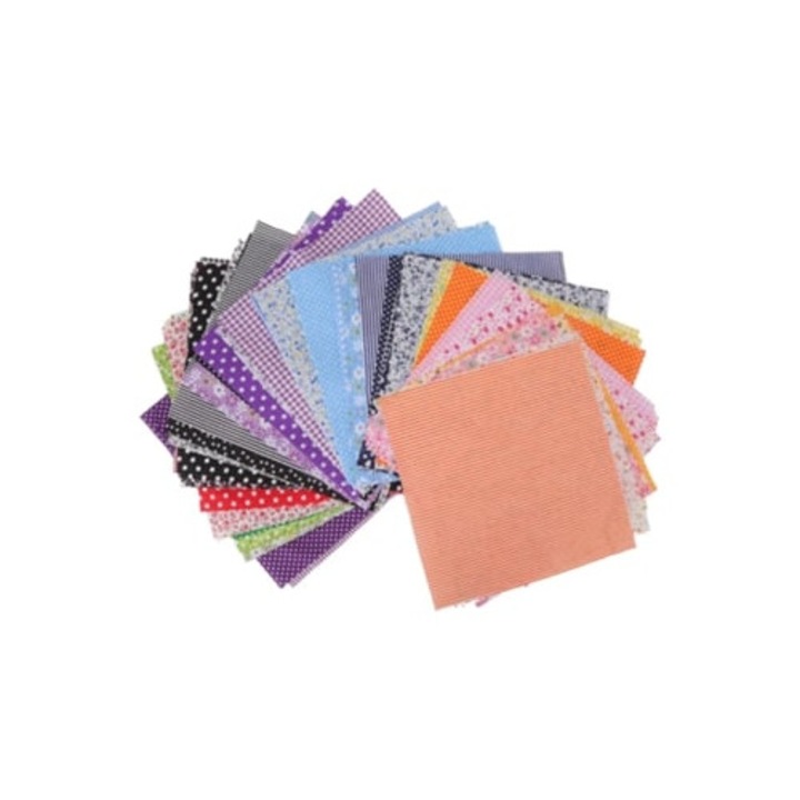 Tesatura din bumbac pentru patchwork, 9.8x9.8 inci, culori asortate, floral,