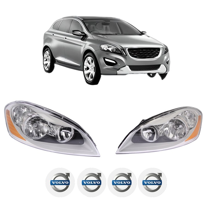 Set Faruri Stanga Dreapta Fata VOLVO XC60 I SUV (156) din 2008-2017, Auto, TYC, 4x Stickere auto cu VOLVO