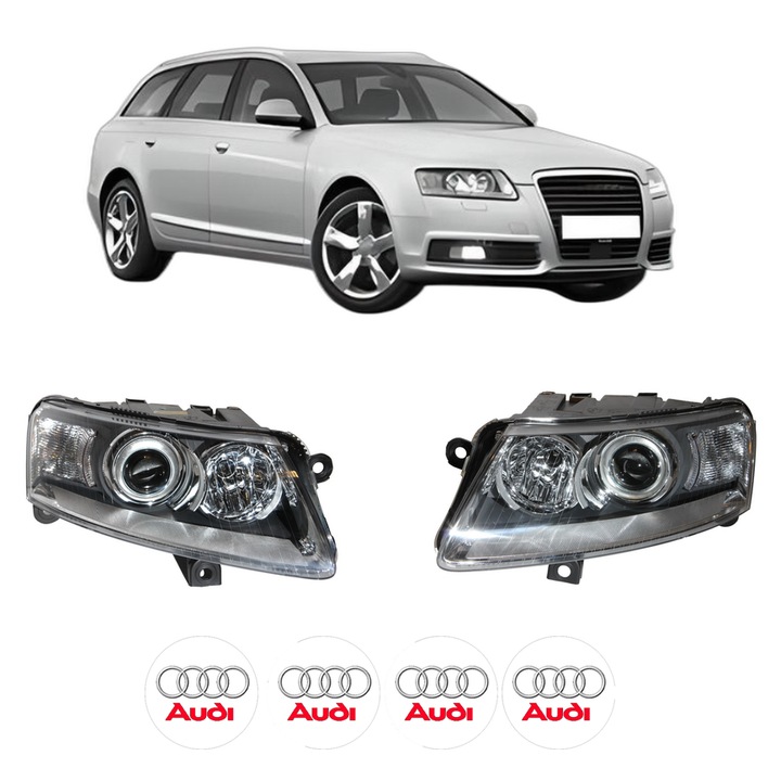 Set Faruri Stanga Dreapta Fata AUDI A6 Allroad C6 (4FH) din 2006-2011, Auto, DEPO, 4x Stickere auto cu AUDI