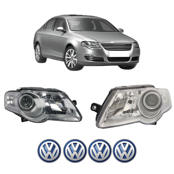 Set Faruri Stanga Dreapta Fata Volkswagen PASSAT B6 (3C2) din 2005-2010, Auto, TYC, 4x Stickere auto cu Volkswagen
