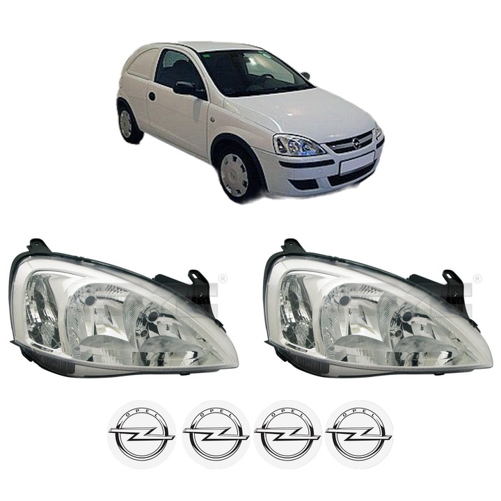 Set Faruri Stanga Dreapta Fata OPEL CORSA C Hatchback Van (X01) din 2000-2012, Auto, TYC, 4x Stickere auto cu OPEL