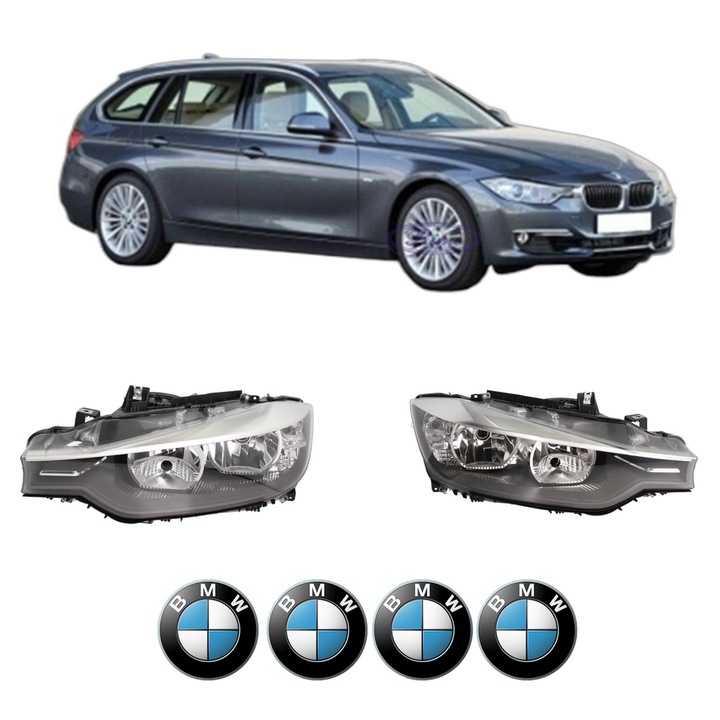 Set Faruri Stanga Dreapta Fata BMW Seria 3 Touring (F31) din 2012-2019, Auto, DEPO, 4x Stickere auto cu BMW