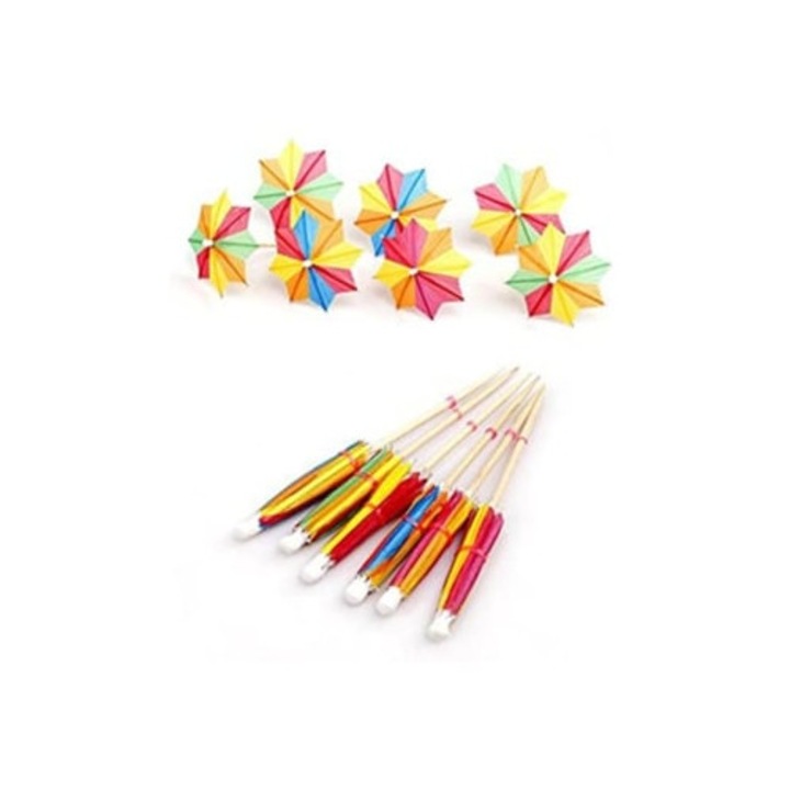 Комплект от 144 декоративни клечки за коктейли, многоцветни