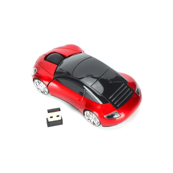 Intelligens hordozható egér, autó alakú, vezeték nélküli 2.4G, piros