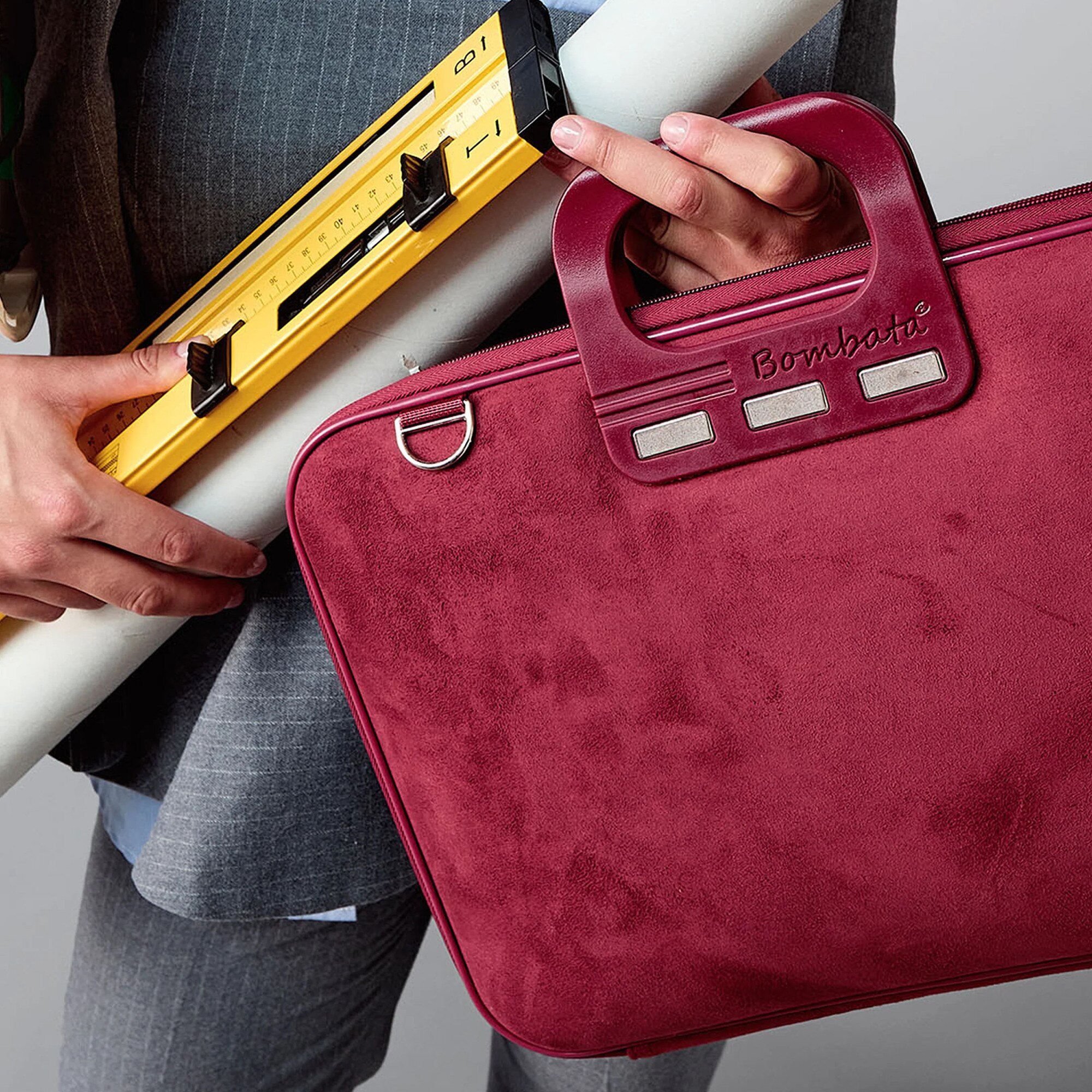 Geantă Bombata Camoscio, 15-16 inch, Burgundy