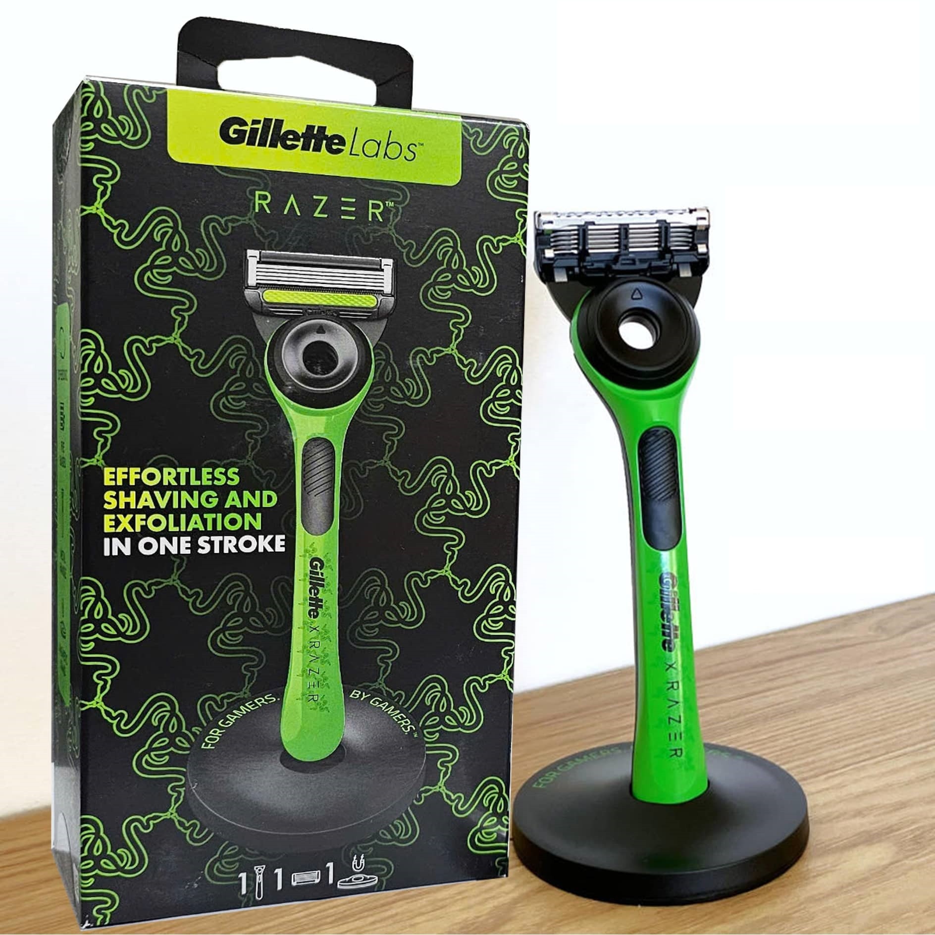 Aparat de ras Gillette Labs Green Razer, 1 rezerva, suport magnetic ...