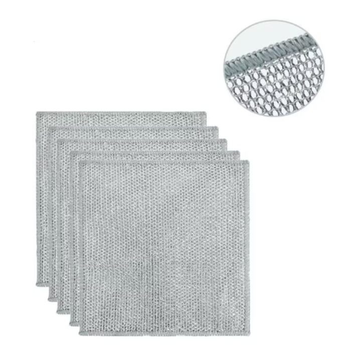 Lavete curățare microfibra metalică, ADAIVIUME, set 5 buc, 20x20cm, universale, reutilizabile