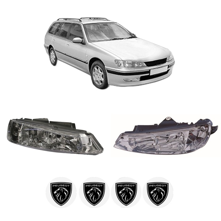 Set Faruri Stanga Dreapta Fata PEUGEOT 406 Break (8E/F) din 1996-2004, Auto, DEPO, 4x Stickere auto cu PEUGEOT