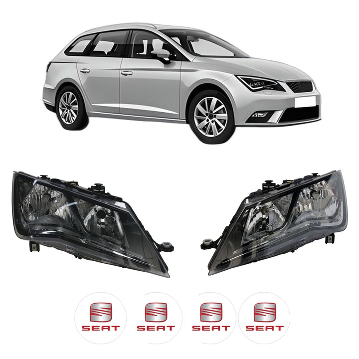 Set Faruri Stanga Dreapta Fata SEAT LEON ST (5F8) din 2012-2020, Auto, TYC, 4x Stickere auto cu SEAT