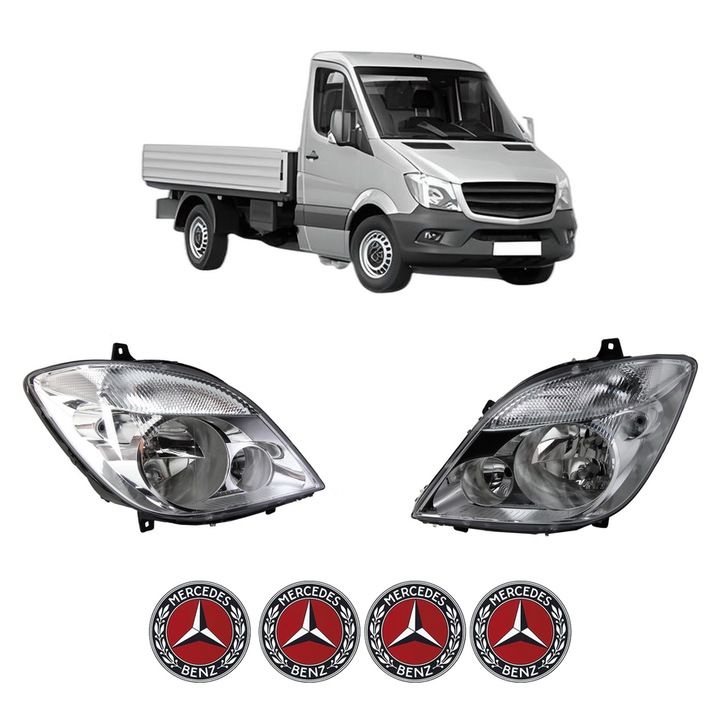 Set Faruri Stanga Dreapta Fata MERCEDES-BENZ SPRINTER 3-t Platform/Chassis (B906) din 2006-2018, Auto, DEPO, 4x Stickere auto cu MERCEDES-BENZ