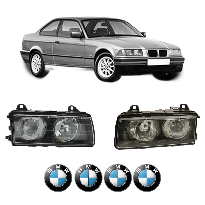 Set Faruri Stanga Dreapta Fata BMW Seria 3 (E36) din 1990-1998, Auto, DEPO, 4x Stickere auto cu BMW