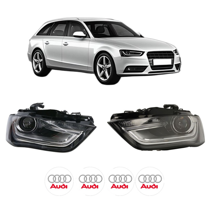 Set Faruri Stanga Dreapta Fata AUDI A4 B8 Avant (8K5) din 2007-2015, Auto, TYC, 4x Stickere auto cu AUDI