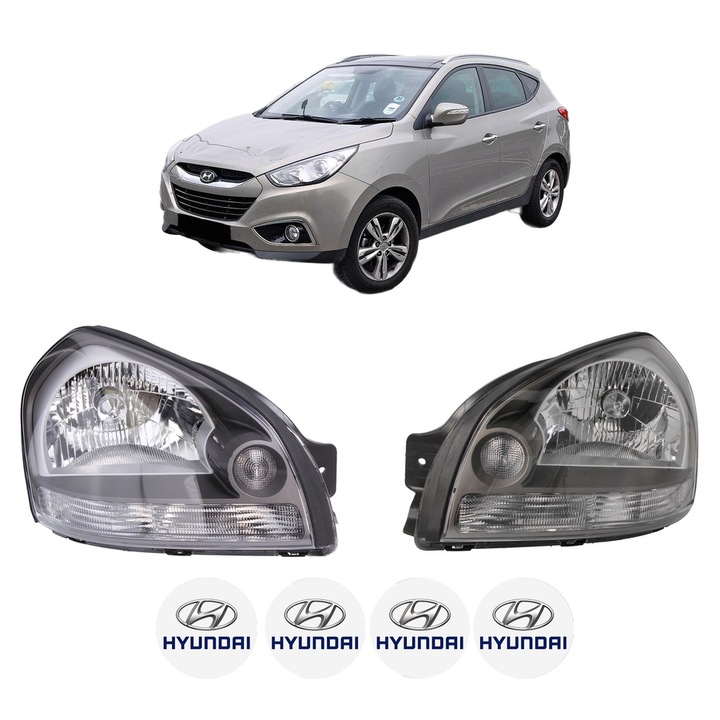 Set Faruri Stanga Dreapta Fata HYUNDAI ix35 (LM, EL, ELH) din 2009-2015, Auto, DEPO, 4x Stickere auto cu HYUNDAI
