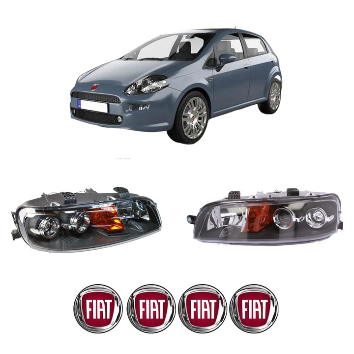 Set Faruri Stanga Dreapta Fata FIAT PUNTO Hatchback Van (199_) din 2008-2012, Auto, DEPO, 4x Stickere auto cu FIAT