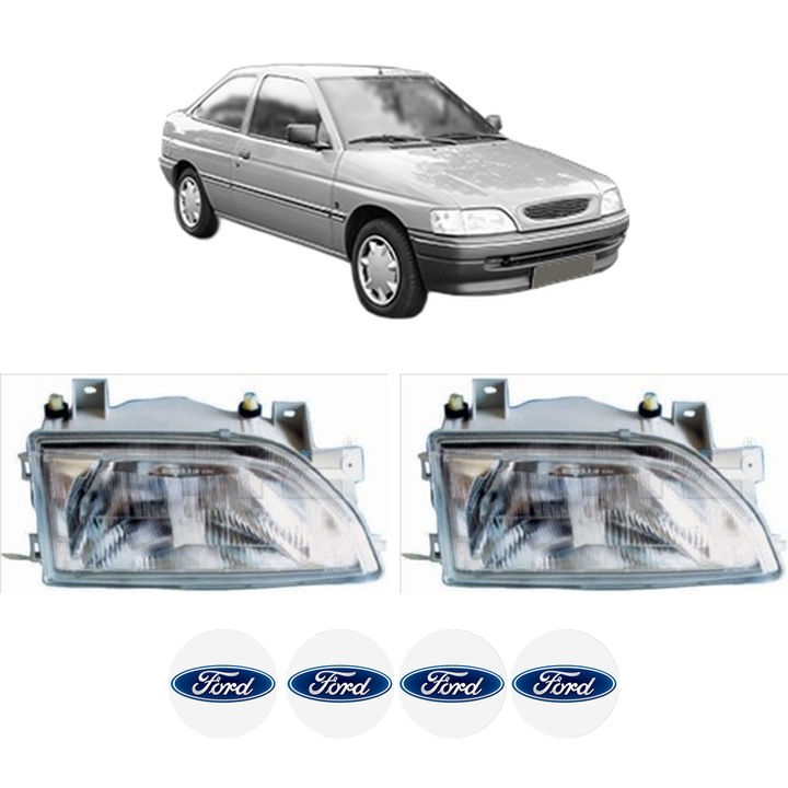 Set Faruri Stanga Dreapta Fata FORD ESCORT V Saloon (AFL) din 1993-1995, Auto, TYC, 4x Stickere auto cu FORD