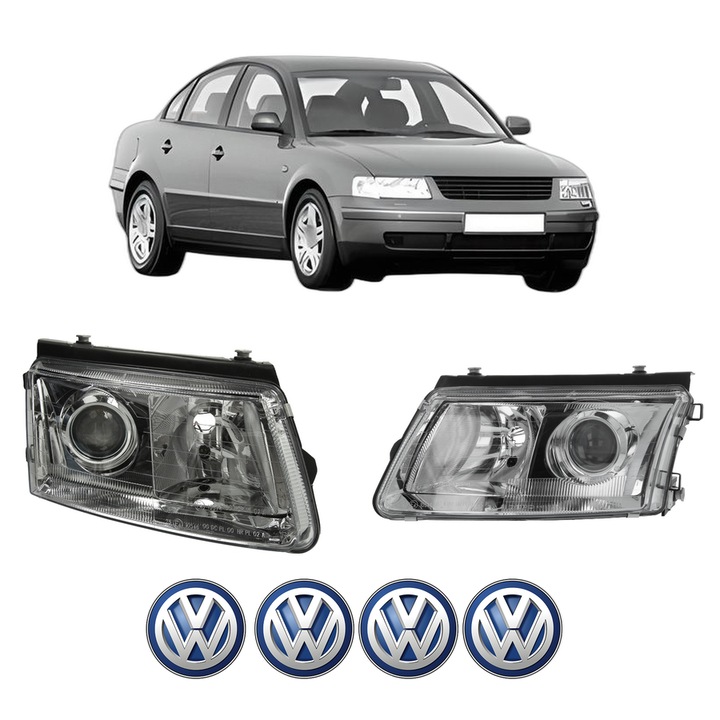 Set Faruri Stanga Dreapta Fata Volkswagen PASSAT B5 (3B2) din 1996-2000, Auto, DEPO, 4x Stickere auto cu Volkswagen