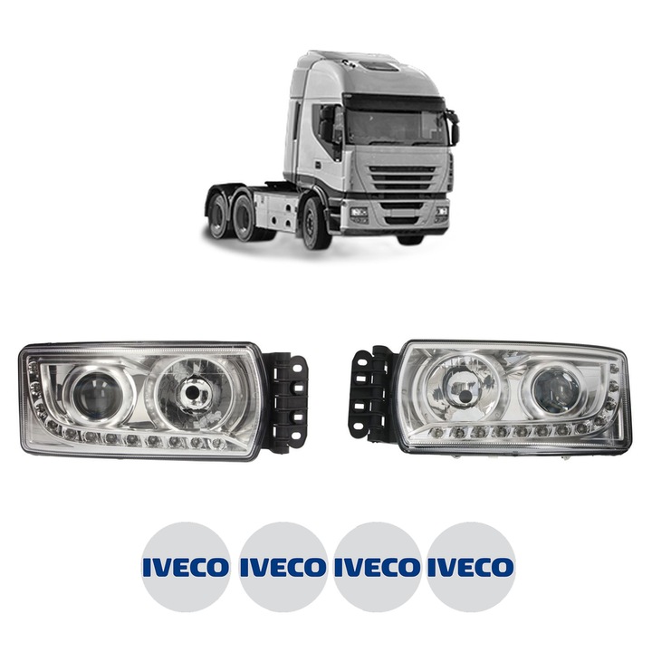 Set Faruri Stanga Dreapta Fata IVECO STRALIS II din 2012-2017, Auto, DEPO, 4x Stickere auto cu IVECO
