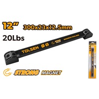 Bara magnetica profesionala pentru scule TOLSEN 12" (300 mm), cadru ABS/PP rezistent, capacitate 20 lbs (10 kg), montare usoara pe perete cu suruburi incluse, ideala pentru organizare ciocane, chei, surubelnite in garaj si atelier, constructie durabila