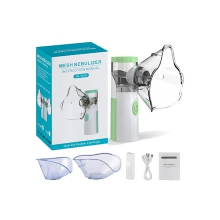 Nebulizator portabil ultrasonic verde, aparat aerosoli copii