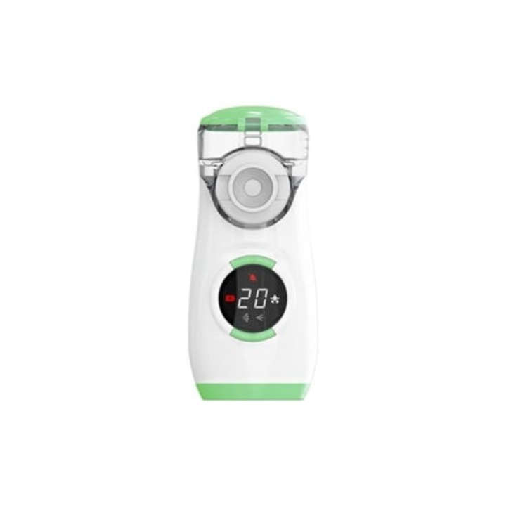 Nebulizator portabil ultrasonic cu interfata LED, functie de curatare automata, verde, pentru copii