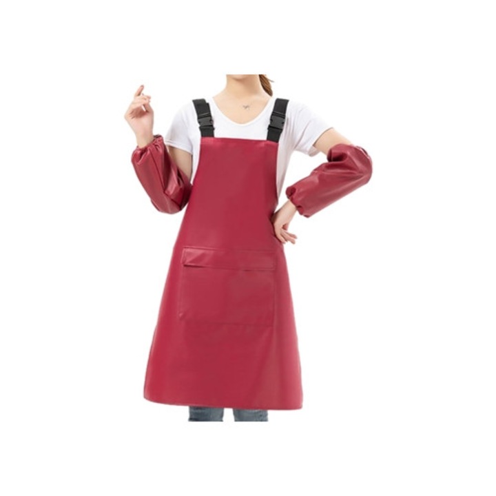 Sorturi bucatarie si gratar, sort negru din vinil impermeabil, ajustabil, cu buzunare mari, unisex