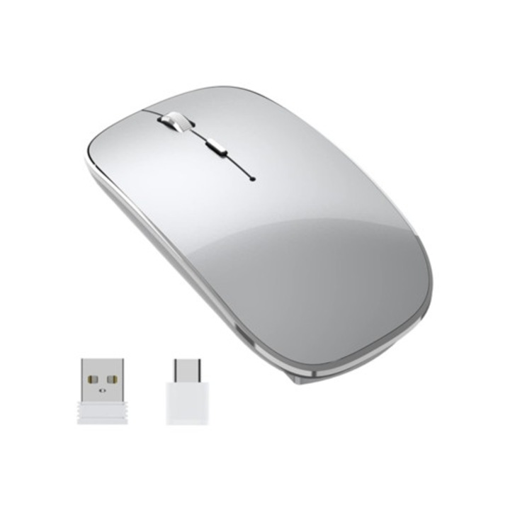Mouse wireless reincarcabil Aquaforge, dual mode USB & Type-C, portabil, 3 DPI ajustabili, pentru laptop, Mac & PC