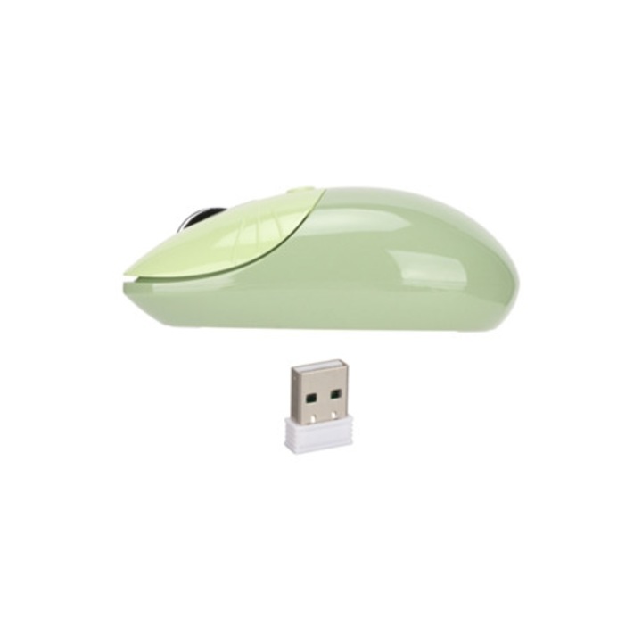 Mouse wireless mini, design laba de pisica, 2.4G, verde, mod dual, 3 niveluri DPI