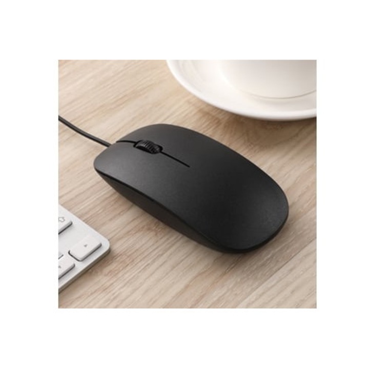 Mouse USB cu fir ultra-subtire, 1000 DPI, buton silentios, pentru laptopuri, Aquaforge