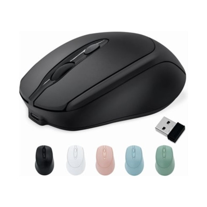 Mouse wireless Aquaforge, reincarcabil, silentios, negru
