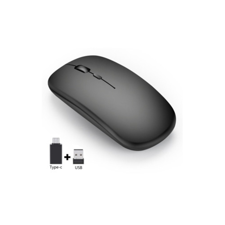 Mouse wireless reincarcabil Aquaforge 2.4G, interfata Type-C, silentios