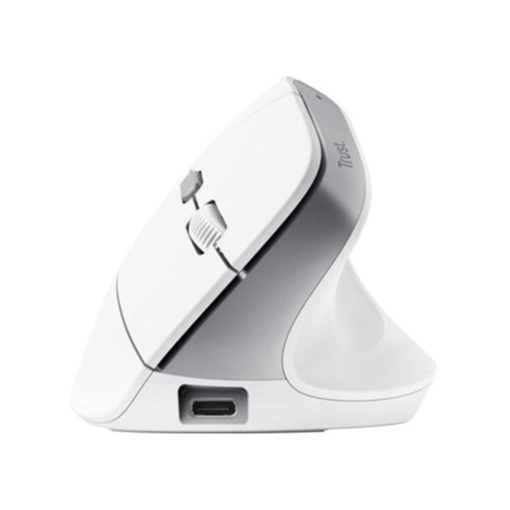 Mouse ergonomic TRUST Bayo II, alb, USB-C, RF