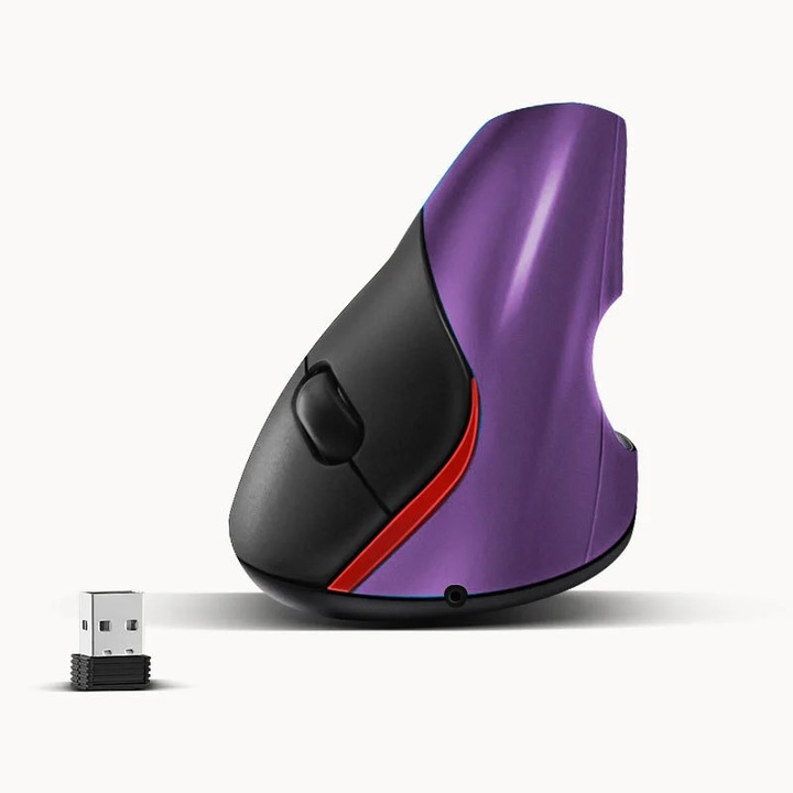 Mouse vertical Lurelia 5 butoane, 2.4GHz, optic, violet