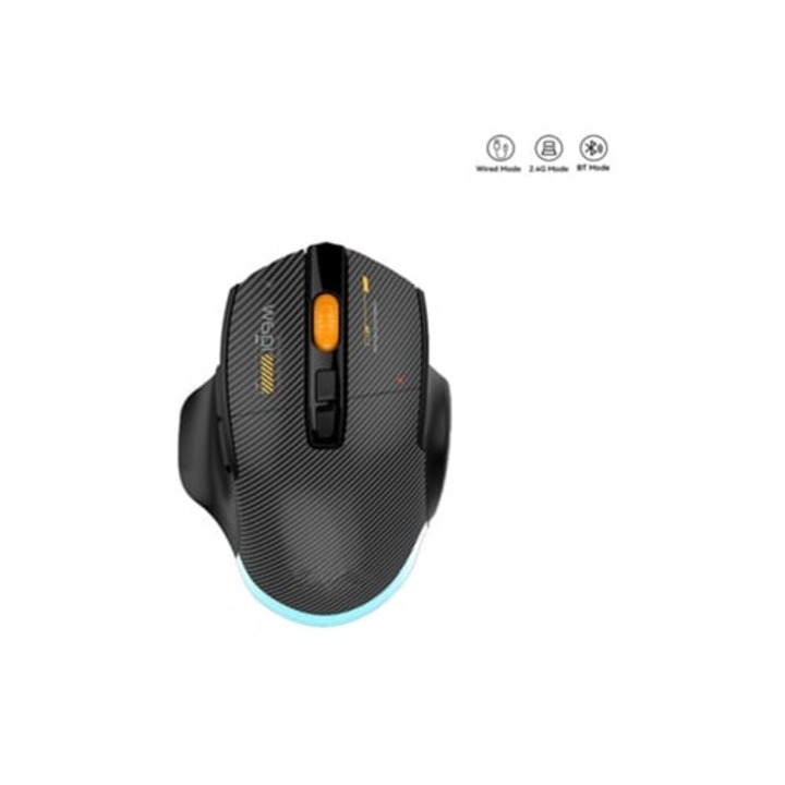 Mouse wireless W601, 12800 DPI, 7 butoane, negru