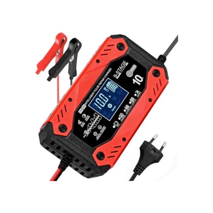 Incarcator de baterie auto 12V 10A/24V 5A cu display LCD si multiple protectii