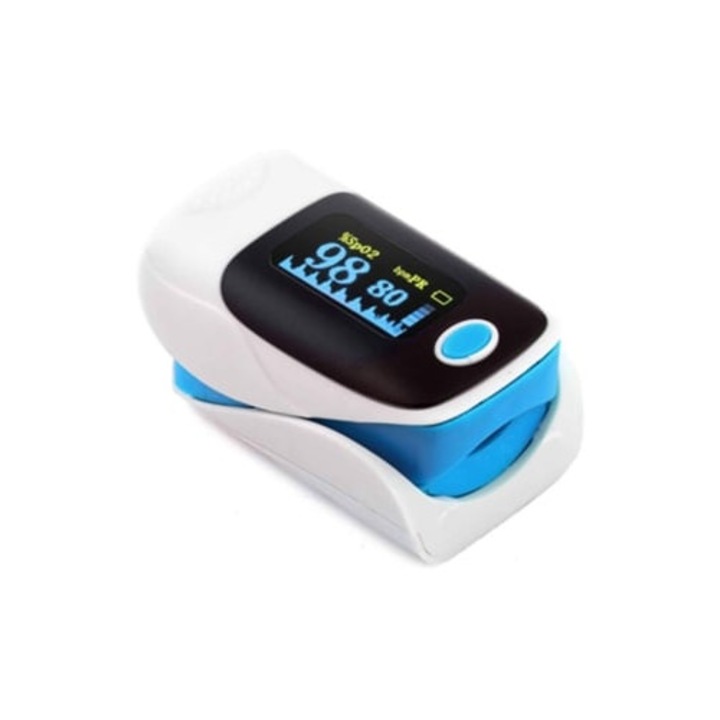 Pulsoximetru, saturatia oxigenului in sange, monitorizare puls, ecran OLED, alb