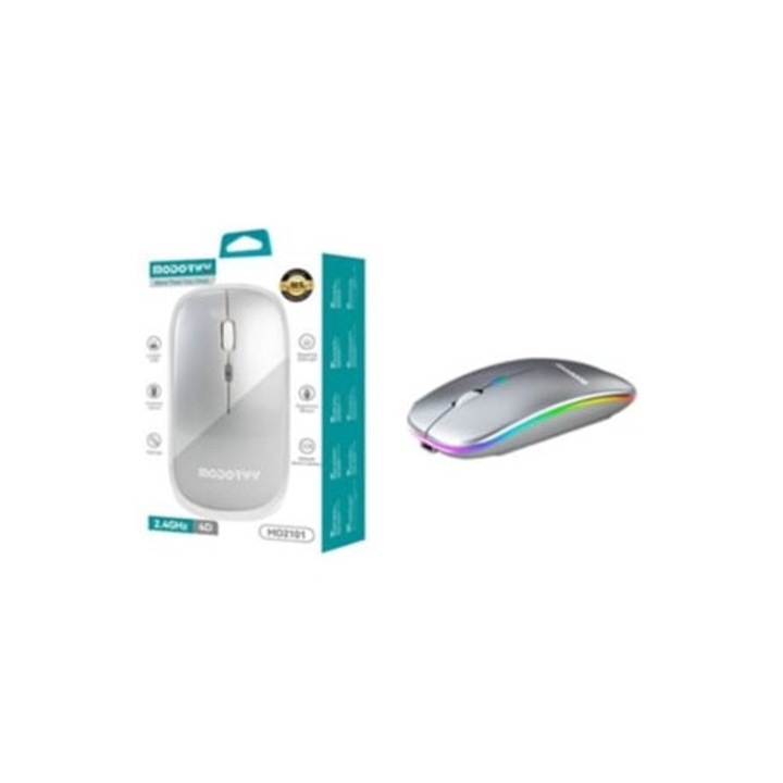Mouse wireless 2.4Ghz, 1400-1600Dpi, iluminare LED, argintiu