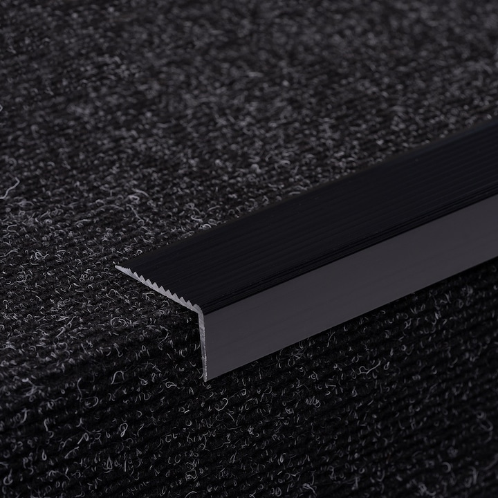Profil trepte, aluminiu, 22.5x40mmx300cm, negru, antiderapant, cu rizuri, 2394, Ersin